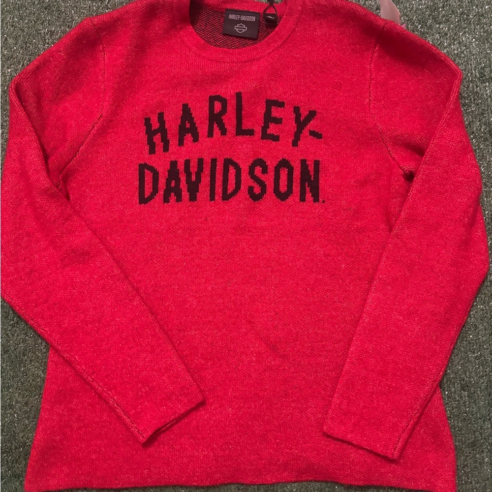 Harley-Davidson Women's Midwest Intarsia Knit Sweater in Chili Red